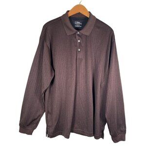 PGA TOUR Mens Size XL Brown Henley Knit Top Long Sleeve Collared Polo Golf Shirt